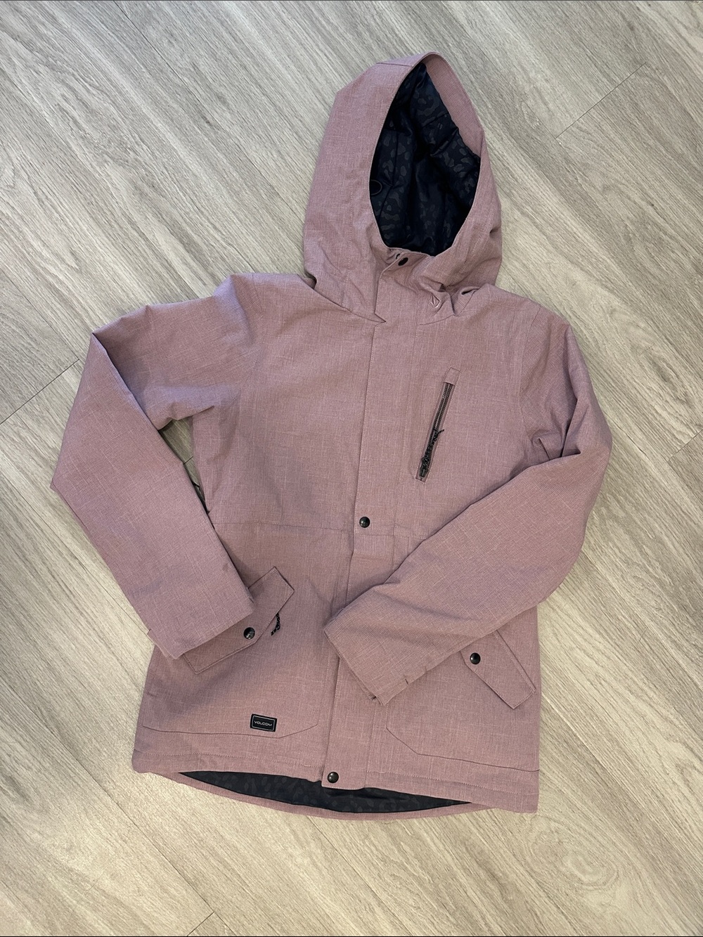 Volcom Women Hooded Ski Jacket in Mauve Pink